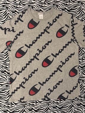 Champion Heritage Athletic Apparel Tag Tee in Grey with Red & Navy